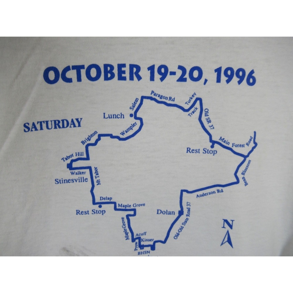 Vintage 90s Bloomington Indiana T-Shirt Hilly Hundred Bike Ride Adult XL 1996 - Picture 7 of 10